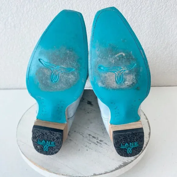 Lane EMMA JANE Womens Cowboy Boots 6.5 Western Light Blue Cowgirl Mid Calf Tall - Picture 8 of 11